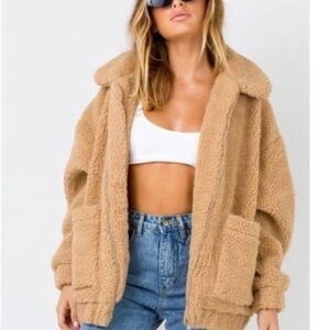 I.AM.GIA Teddy Sherpa Oversized Coat 🧥- CAMEL